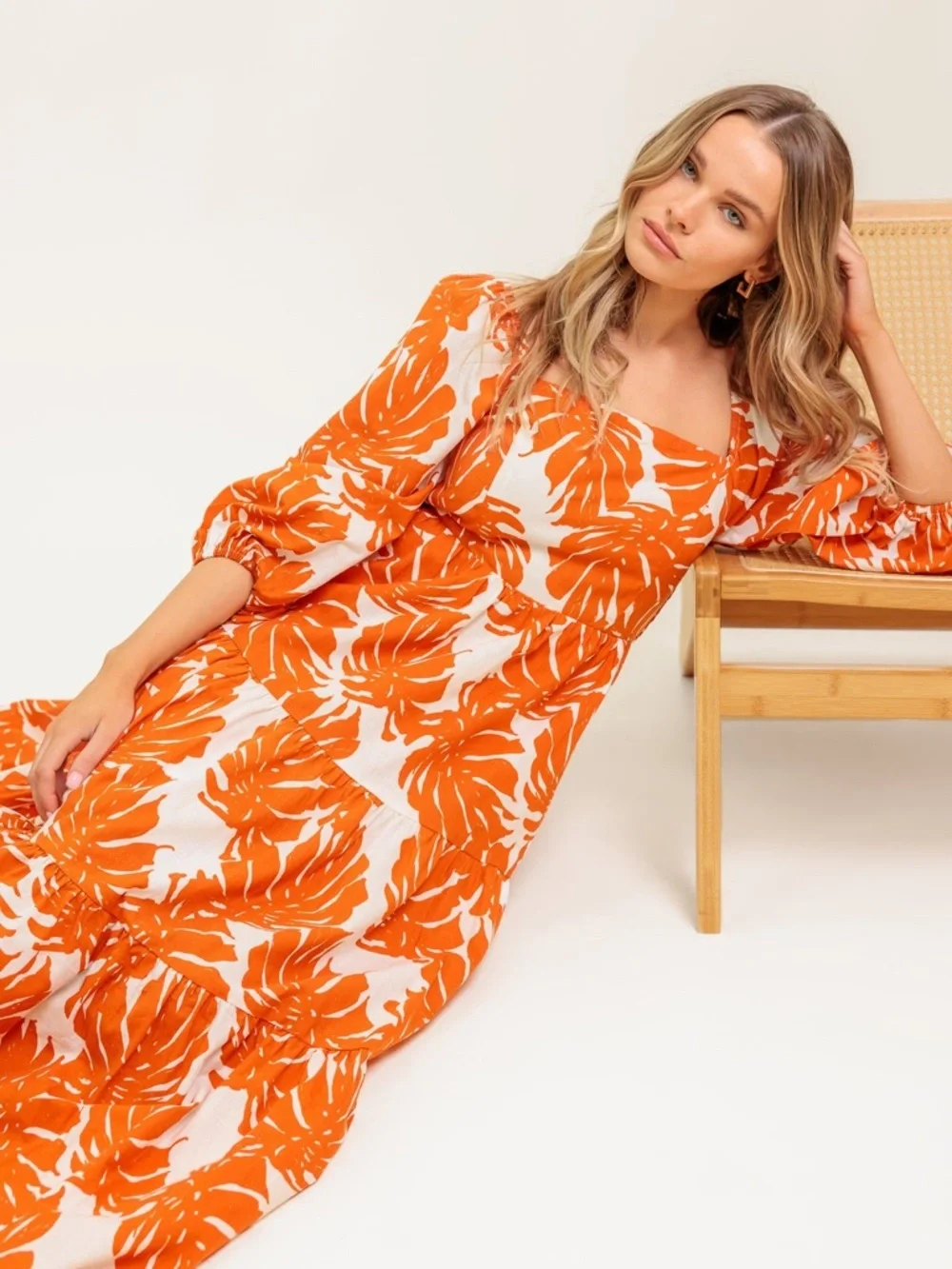 Petal & pup flying tomato palm Leaf Tiered Maxi Dress nwot - Picture 3 of 6